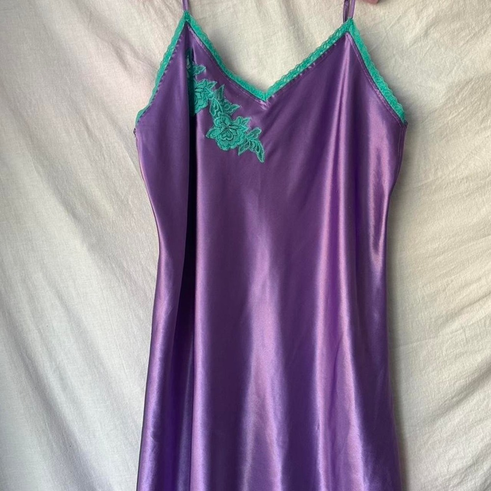 Valerie Stevens purple and blue slip dress